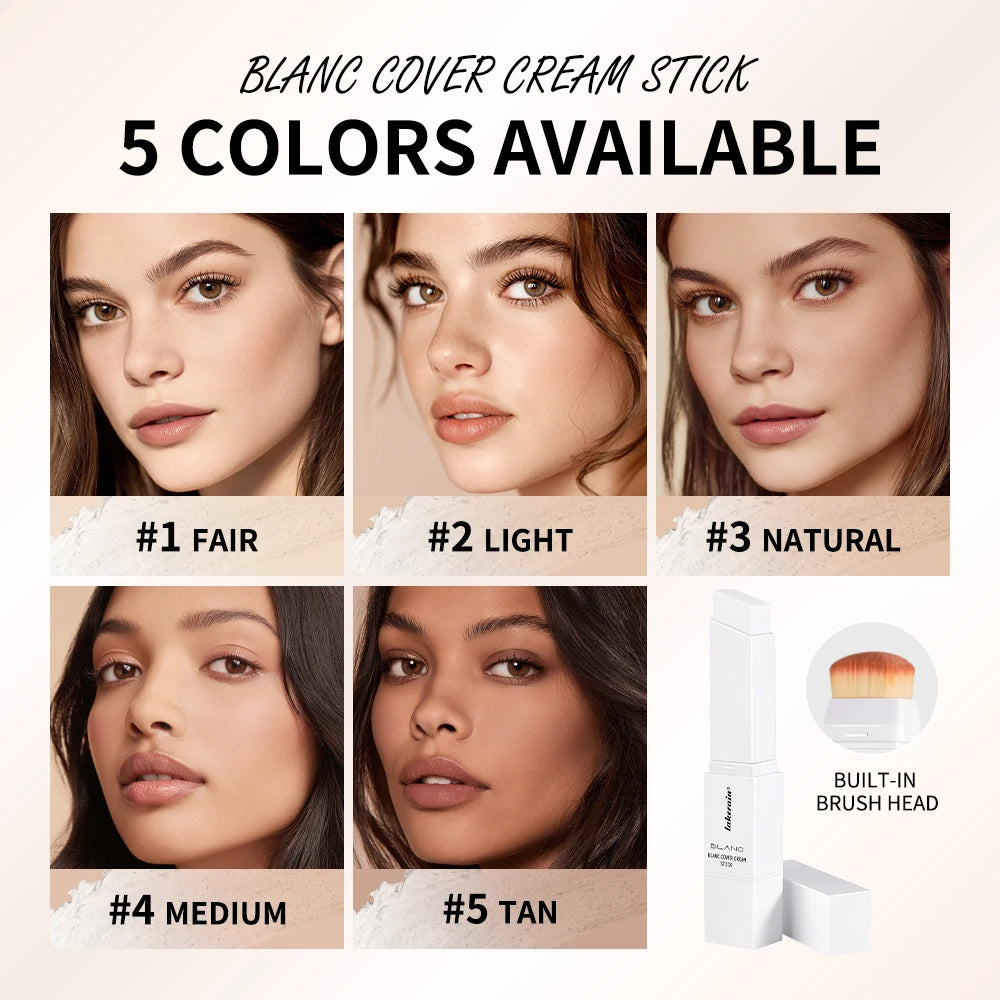 Lakerain Blanc Cover Cream Stick Dual-ended Design Waterproof Foundation Coverage Travel Bronze Creamy Foundation Natural Makeup Oasis Select