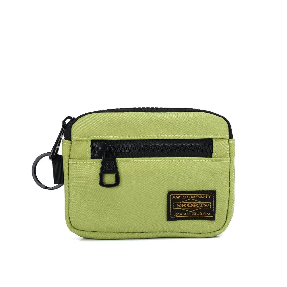 Fashion Canvas Coin Purse Card Holder Solid Color Storage Bag Zipper Earphone Bag Boy Oasis Select green