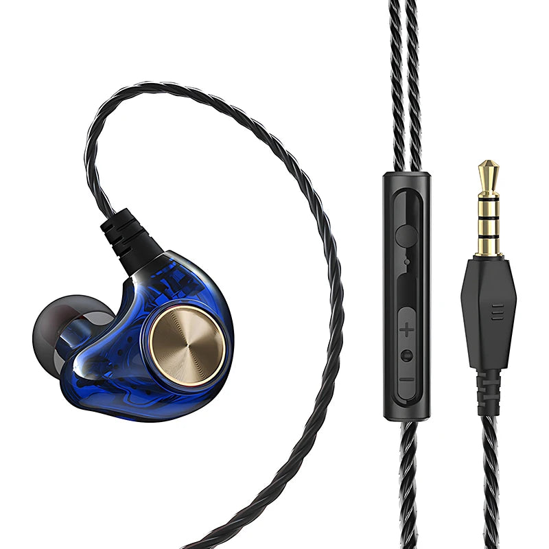 HIFI Heavy Bass Wired Earphone 3.5mm AUX In Ear Gaming Headset Dynamic Music Headphones Stereo Noise Cancelling Earbuds With Mic Oasis Select Blue