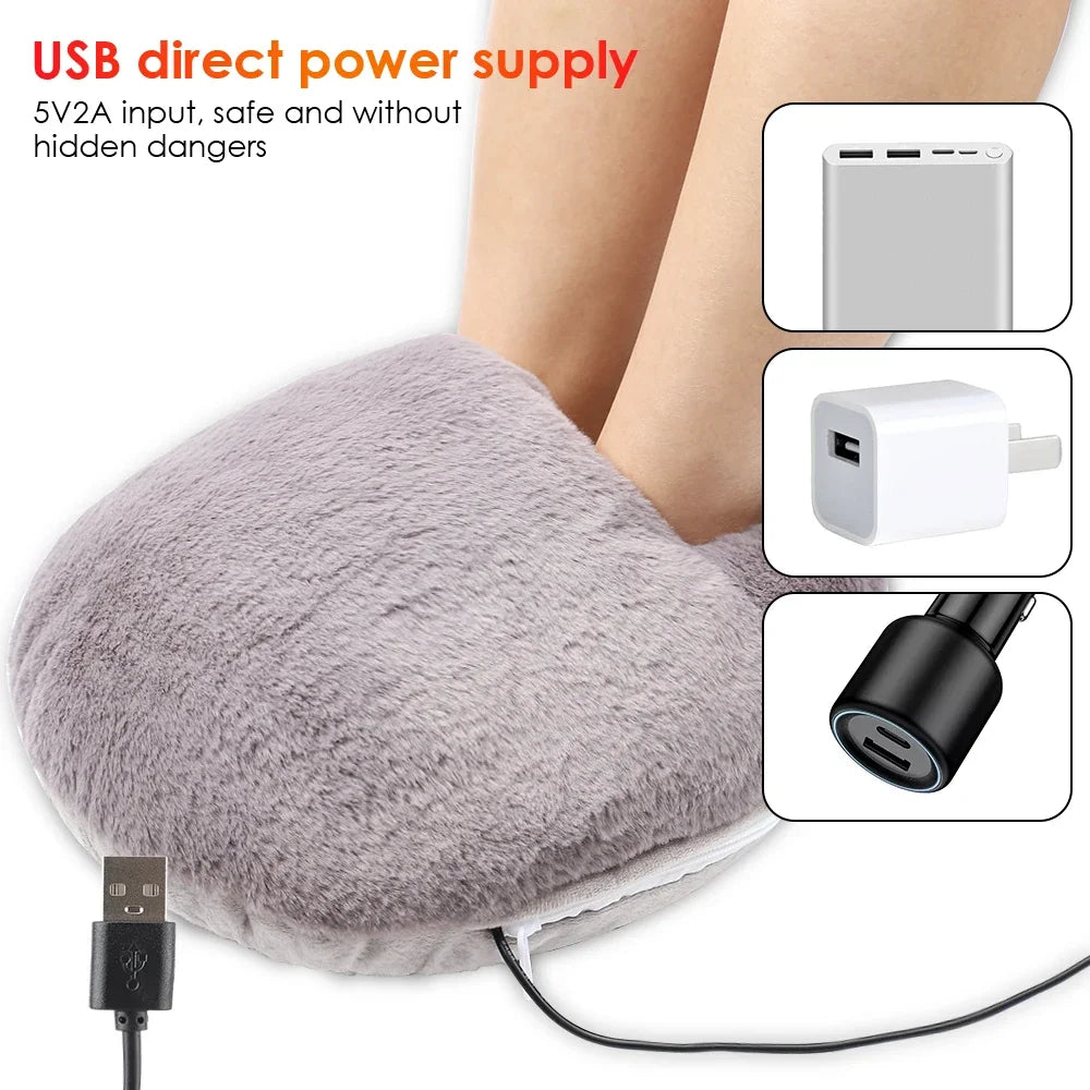 USB Electric Foot Warmer Heating Pad – Soft Plush Under Desk Mat
