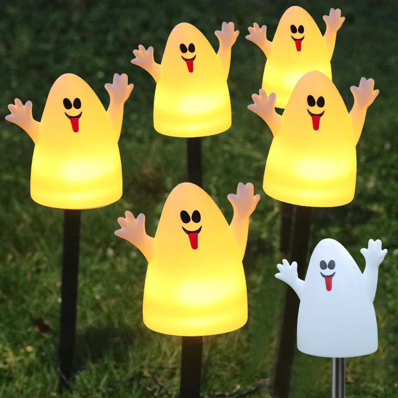Halloween Solar Pumpkin Ground Plug Light Outdoor One-to-five Ghost Light LED Waterproof Atmosphere Garden Decoration Oasis Select