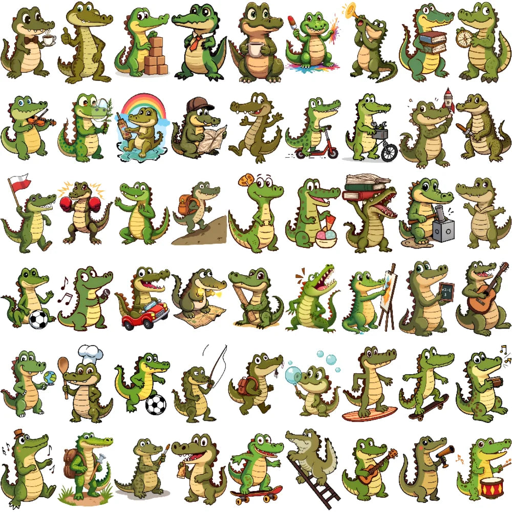 54pcs Cartoon Crocodile Temporary Tattoo Stickers – Waterproof