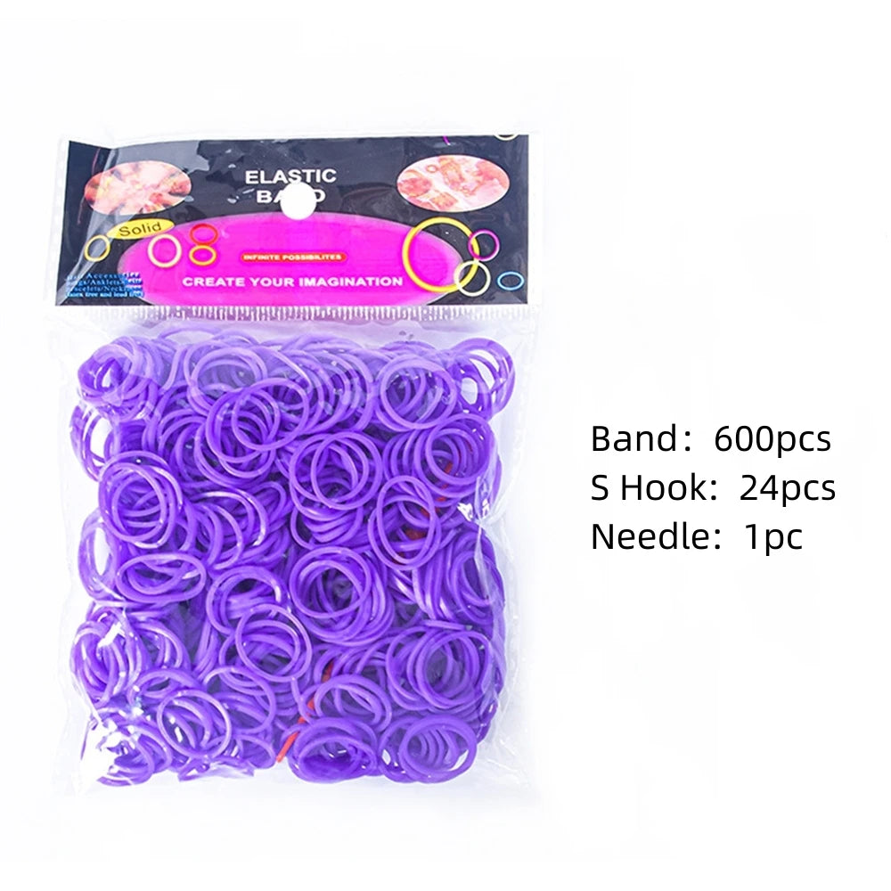 600pcs Loom Rubber Bands Kit Bracelet Making Kit for Kids Elastic Weaving Lacing DIY Crafting Gift Girl Oasis Select Dark Purple
