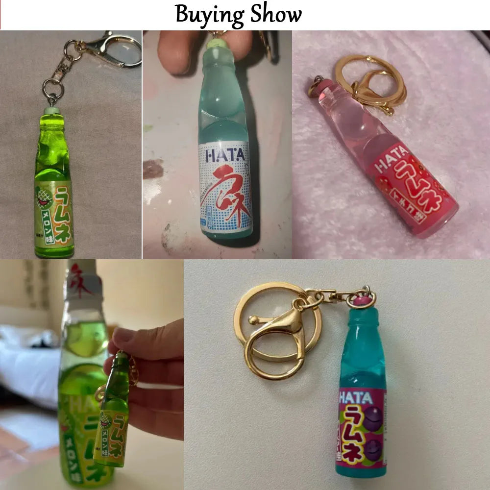 Simulation Marbles Bobble Soda Key Chain Miniature Japanese Ramune Soda keychain Cute Dollhouse Ornaments Bag Accessories Oasis Select