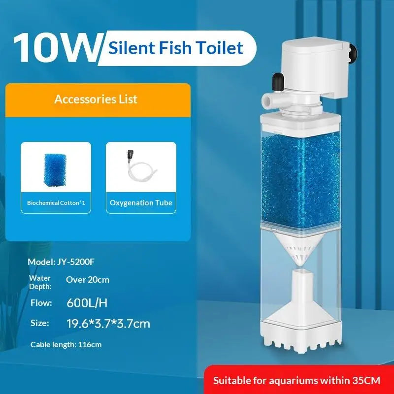6-in-1 Submersible Aquarium Filter Pump Silent Air Oxygen Aerator Internal Water Pump Wave Maker for Fish Tank 220V Oasis Select 10W