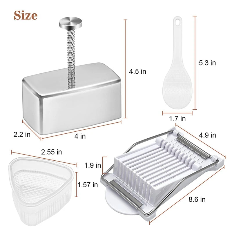 Onigiri Mold Set Stainless Steel Musubi Mold With Slicer And Triangle Rice Ball Mold And Rice Spoon Musubi Press Mold Oasis Select