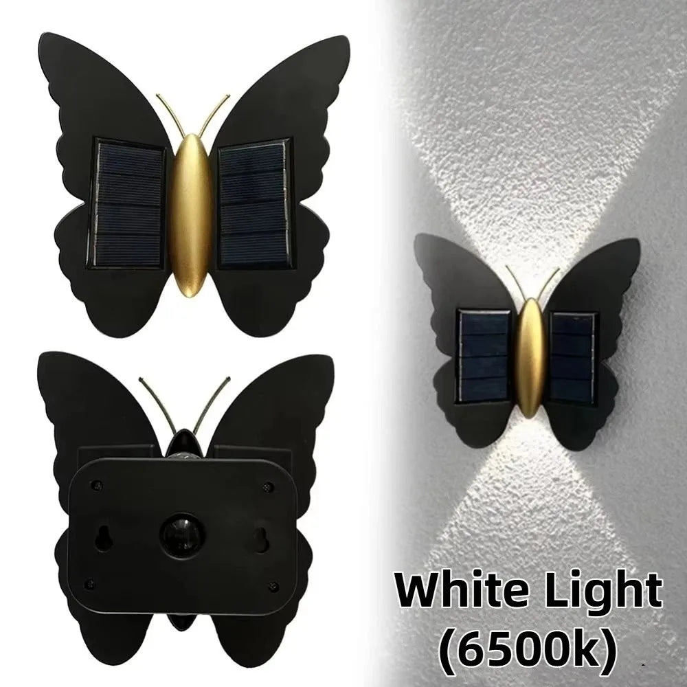 Butterfly Solar Wall Light | Auto On/Off, IP44 Outdoor Garden