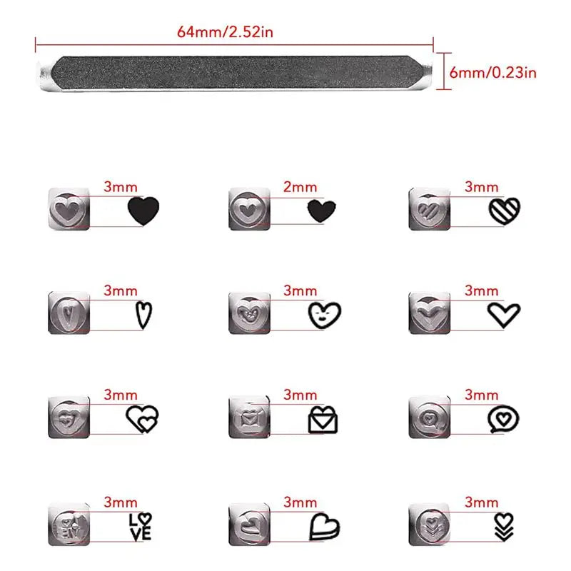 LIKE WISH 12 Piece Metal Stamp Set, 3Mm (1/8 Inch) Metal Punch Stamp Kit For Metal Punching Oasis Select