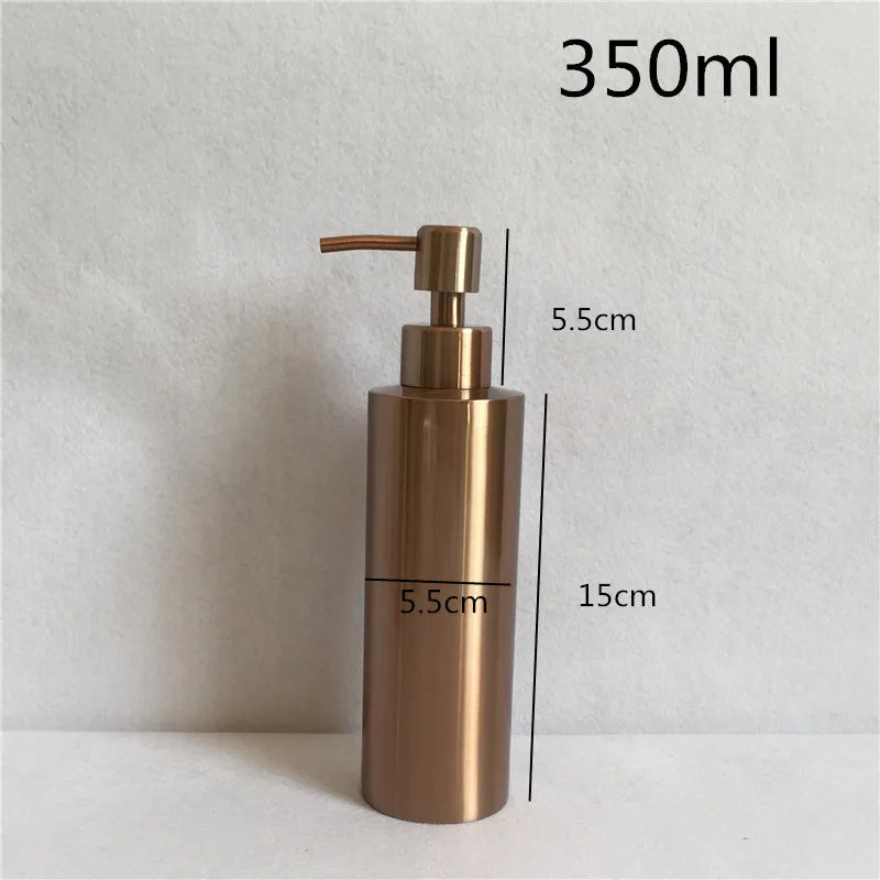 Liquid Soap Dispenser Bottle Gel Bottle 304 Stainless Steel Silver Rose Gold Lotion Pump Hand Soap Kitchen Bathroom Dispenser Oasis Select 350MLRose gold