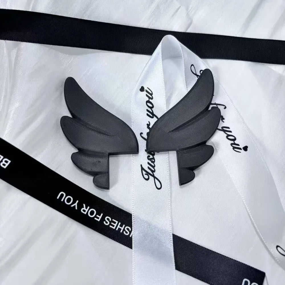 3D Printed Pink Wing Decor Ornaments Cute Monitor Side Decoration Exquisite E-sports Room Accessories Novelty Holiday Gifts Oasis Select A Pair Black