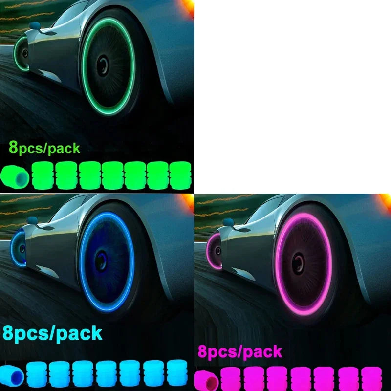4/8/16/24pcs Tire Valve Caps Motorcycle Bike Wheel Nozzle Dustproof Tyre Valve Stem Fluorescent Night Glowing Car Accessories Oasis Select 24pcs (mixed) 2