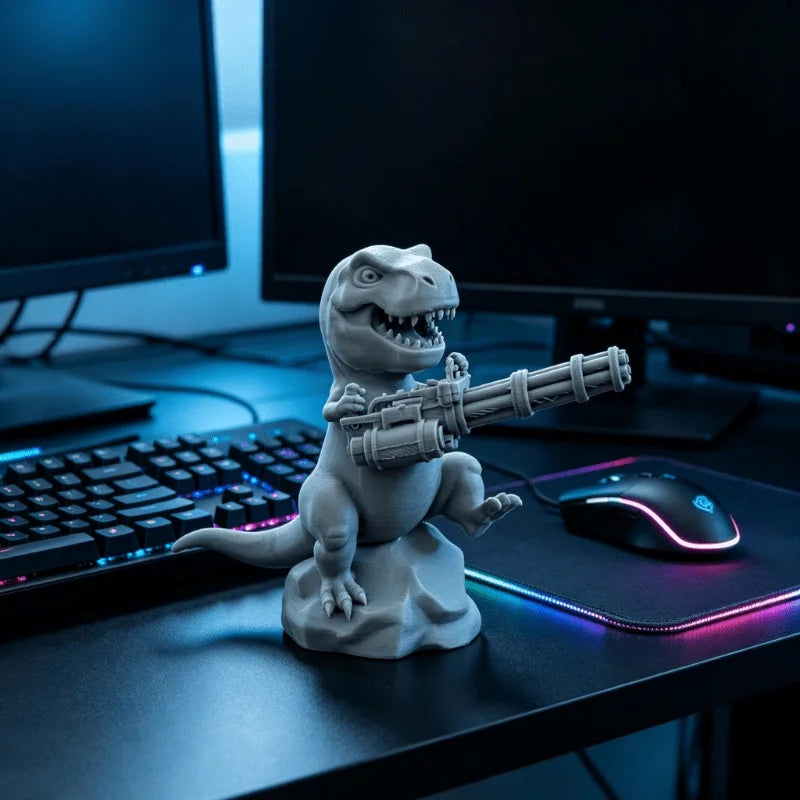 Creativity Battle Tyrannosaurus Rex Miniature Model 3D Printing Bookshelf Desktop Ornaments Companion Fun Game Room Desk Decor Oasis Select