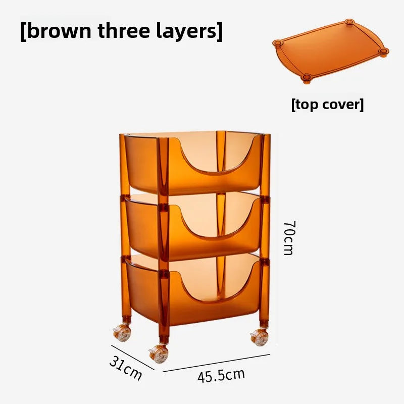 Creative acrylic multi-layer removable shelves ins bedroom kitchen trolley bathroom storage cabinet Oasis Select Brown 3 layers