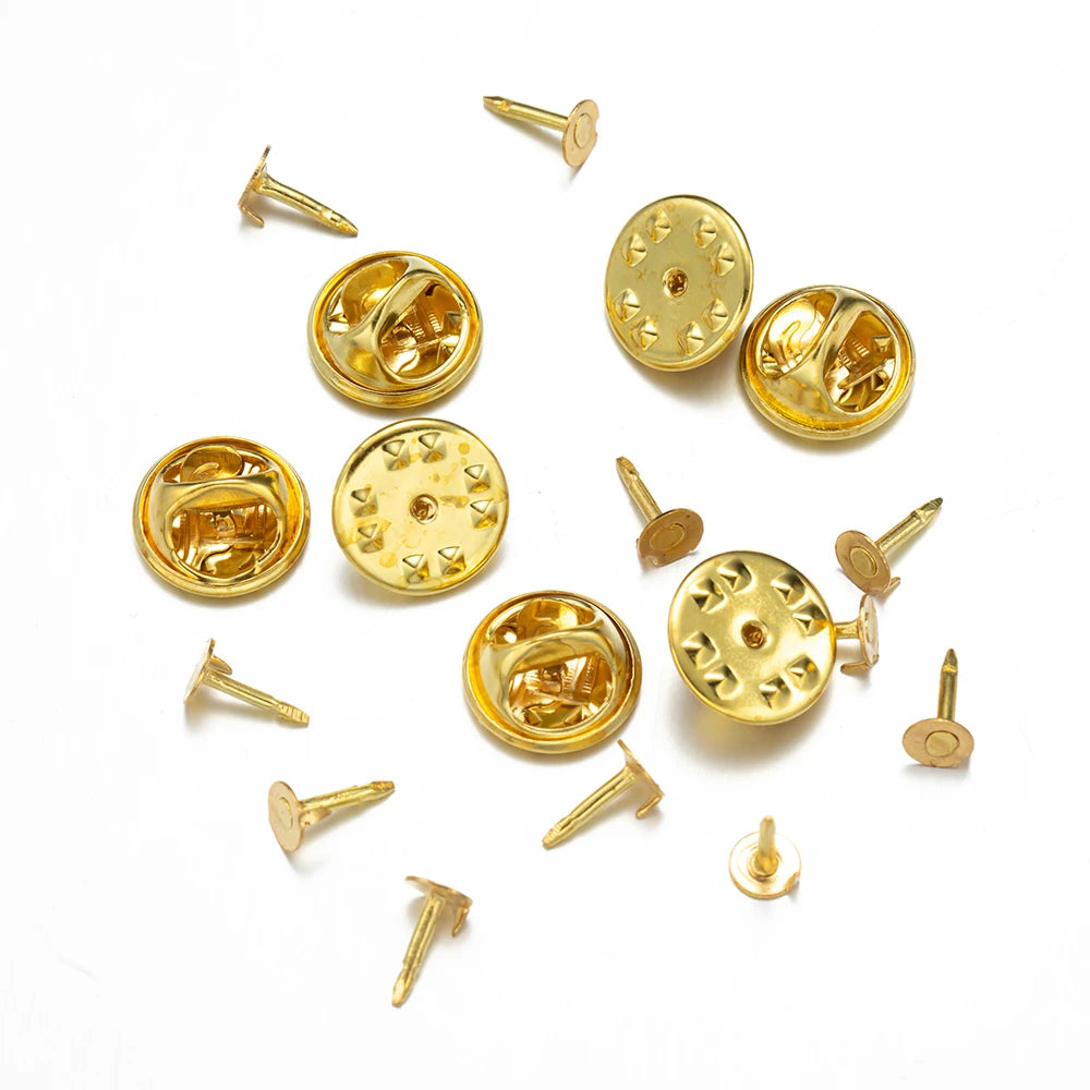 200Pcs Butterfly Clutch with Blank Pins Backs Tie Tacks Replacement for DIY Craft& Badge Jewelry Making -Locking Pin Backs Oasis Select Gold Set 200 Pieces