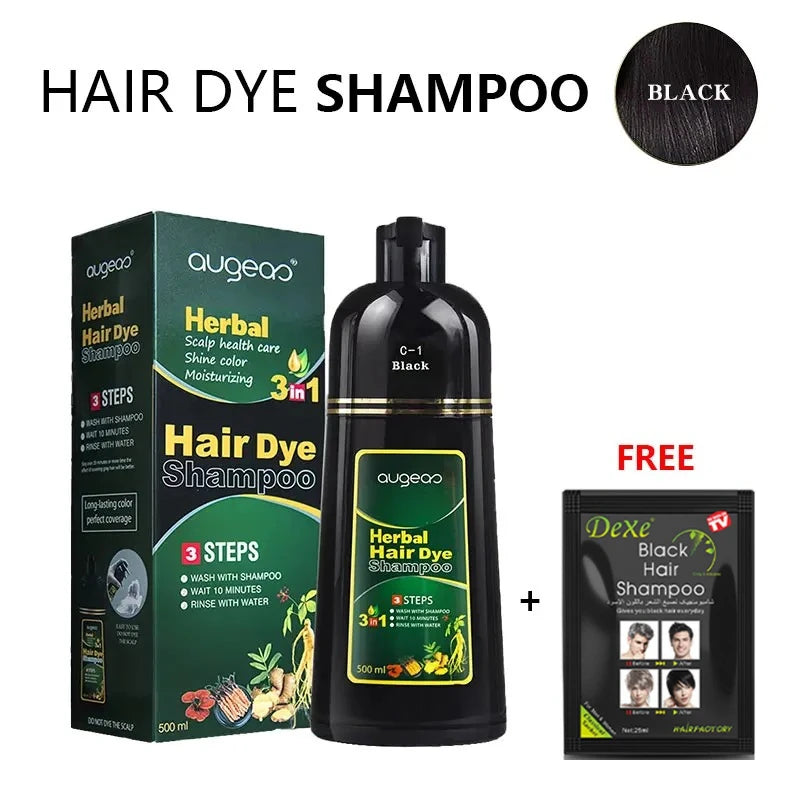 6 Color Coffee Red Purple Salon & Home Hair Color Hair Dye Shampoo Fast Grey Hair Dyed Black 500ml Oasis Select 500ml Black