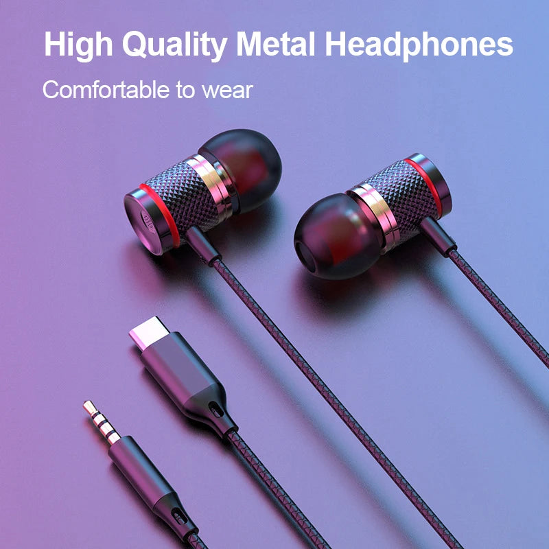 Digital Chip Wired Earphone 3.5mm AUX/Type C In-Ear 9D HiFi Surround Heavy Bass In-Ear Headsets For Samsung Huawei Xiaomi MP3 PC Oasis Select
