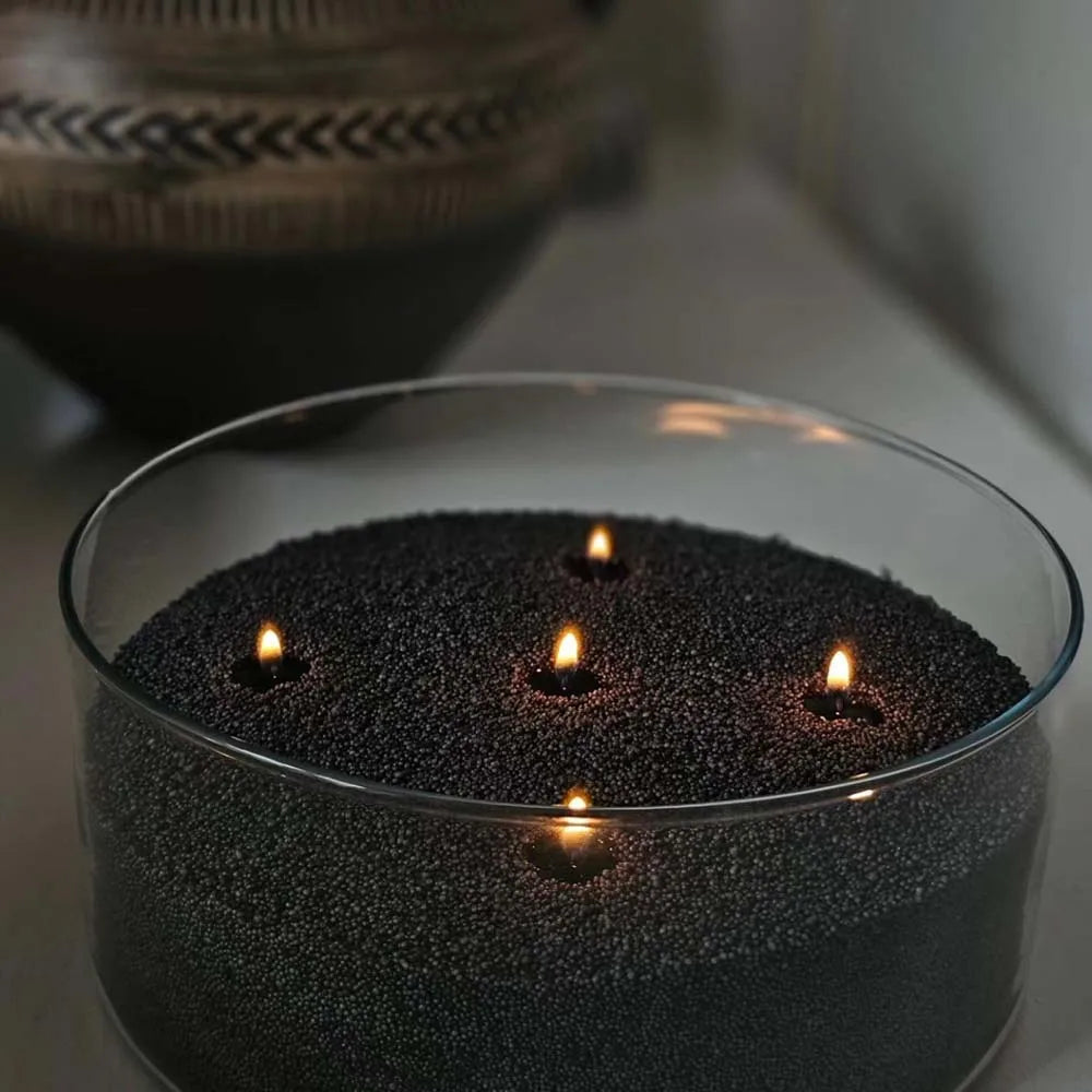 200G Black Sand Beaded Wax Candle Making Kit DIY Pearled Candle Candle Making 10PCS Wicks 2PCS Centering Devices 40 Stickers Dot Oasis Select