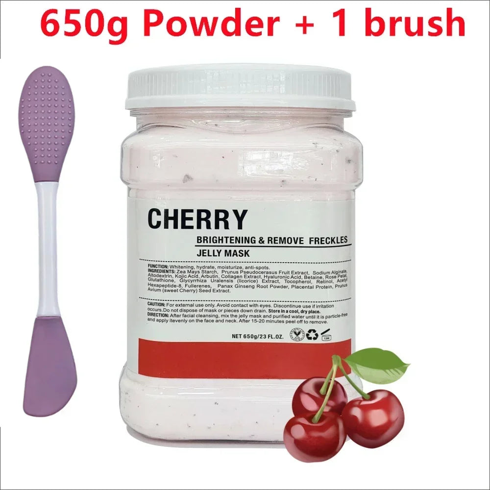 650g Chamomile Hyaluronic Acid Facial Moisturizing Mask Powder with Silicone Brush Increasing Skin Elasticity Rose Jelly Mask Oasis Select B- Cherry
