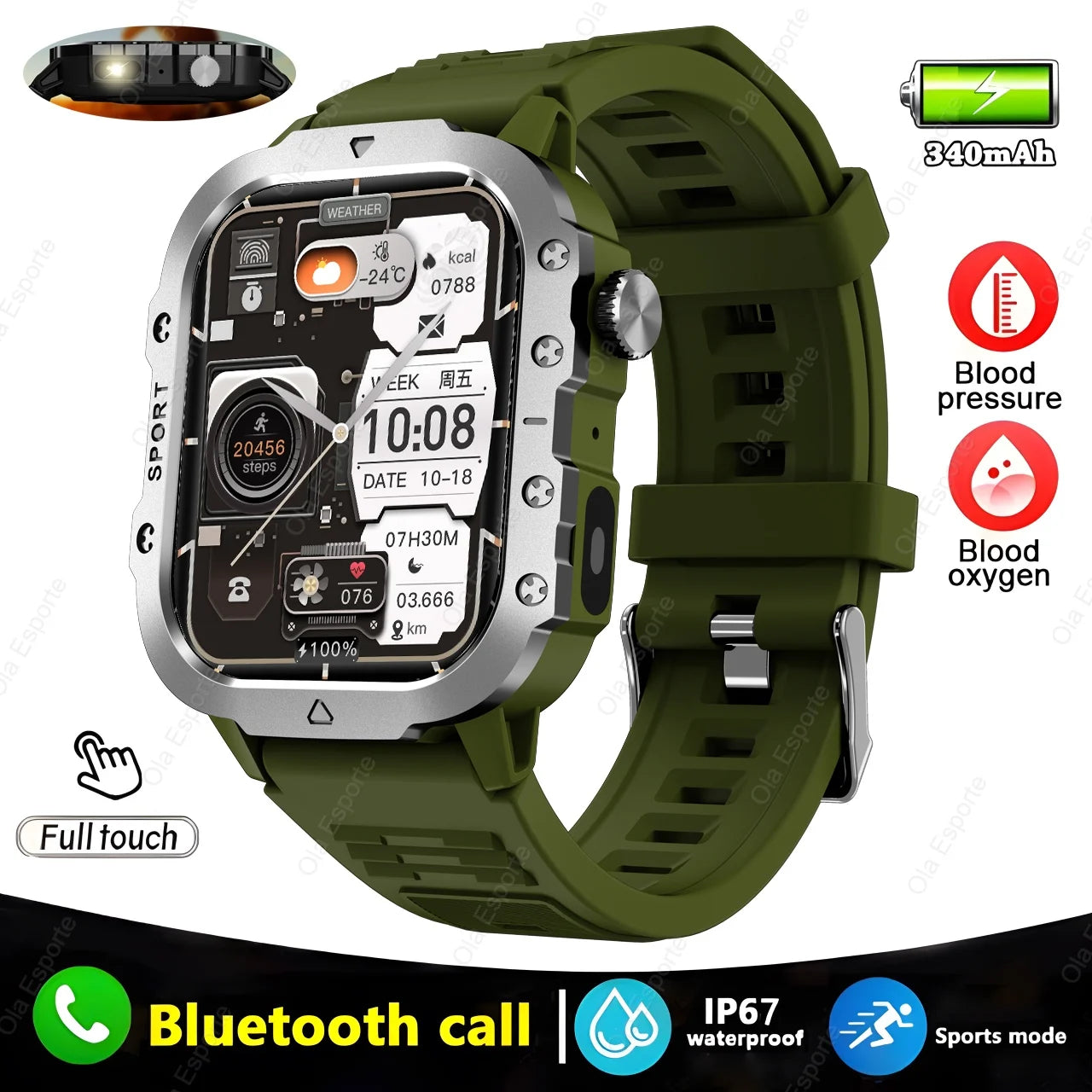 HW12 Military Sport Smartwatch 2.01" AMOLED Bluetooth 3ATM