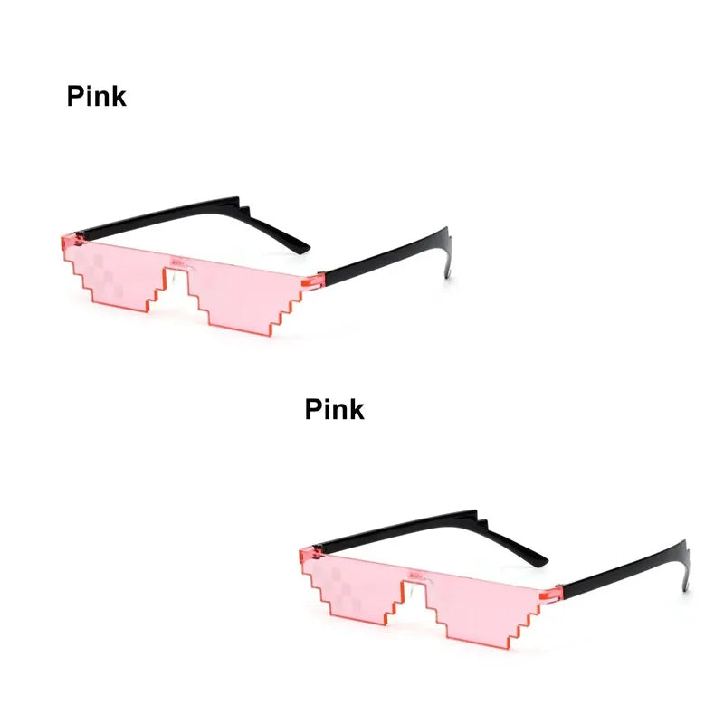 1/2/3pcs Mosaic Funny Party Glasses Festival Party Photo Props Anime Pixel Glasses Pixelated-Meme Decor Favor Funny Creative Oasis Select 2pcs Pink