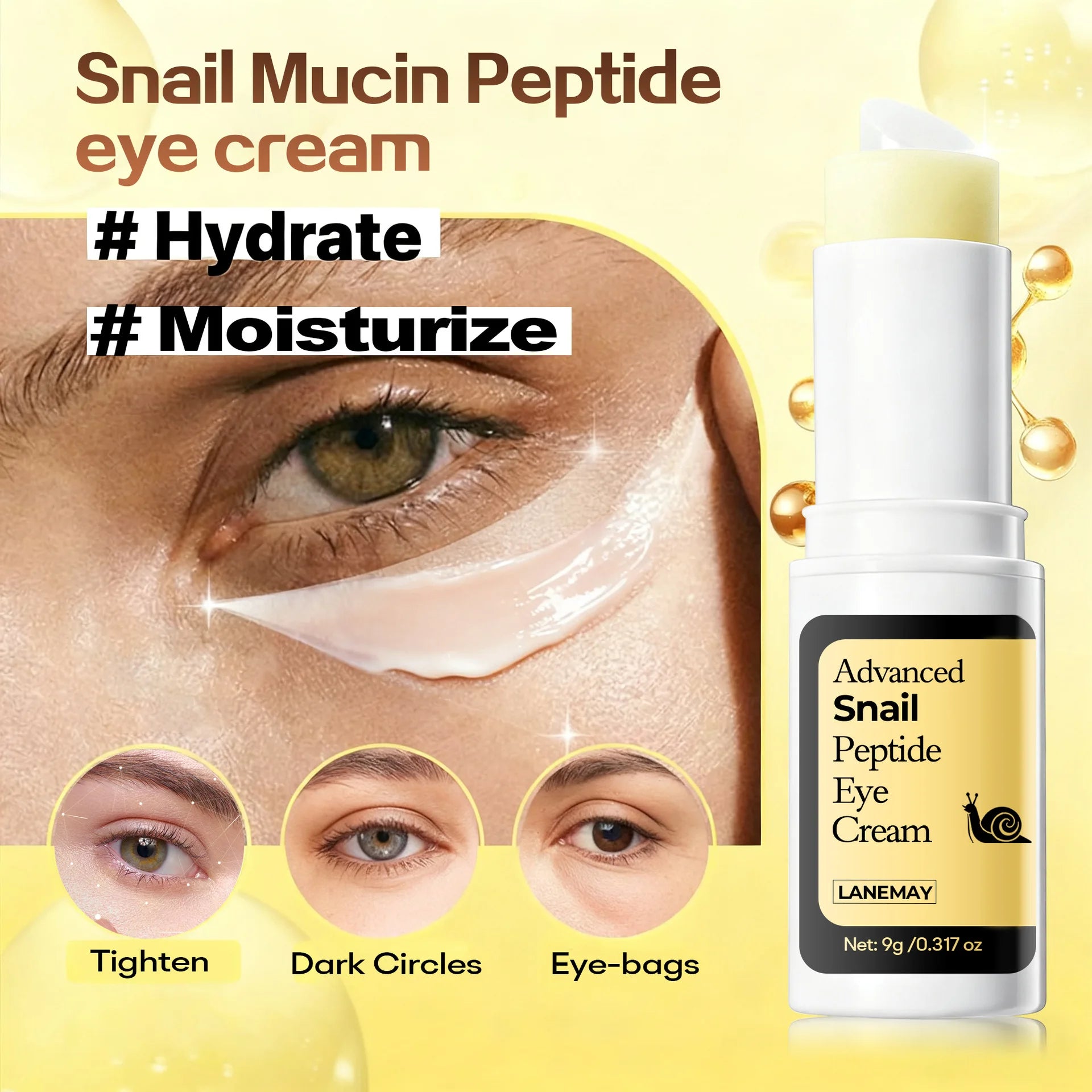 Lanemay Snail Eye Cream – Dark Circles & Puffiness Eye Cream Oasis Select