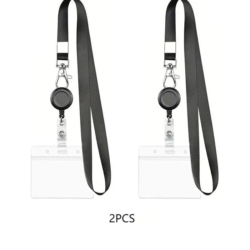 Retractable Badge Reel & Waterproof PVC ID Card Holder 1/2/3 Pk