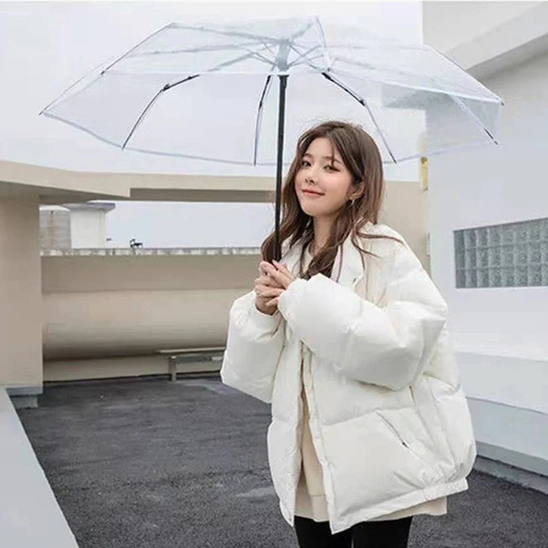Foldable transparent umbrella fully automatic transparent three-fold sunny umbrella student simple sunny umbrella supplies Oasis Select