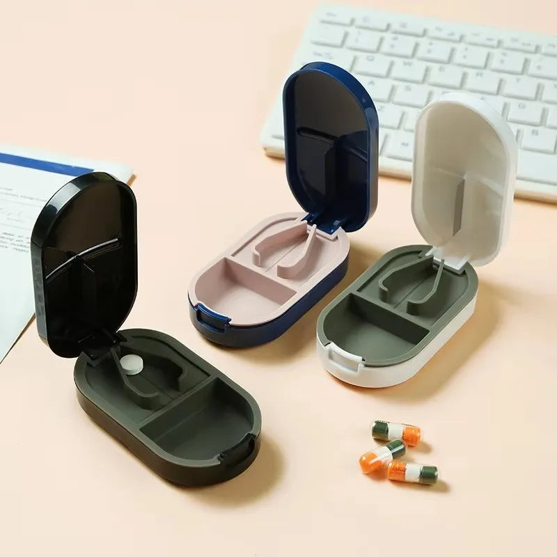 Portable Multiple Pill Cutter with Storage Box Pill Crusher Adjustable Pill Splitter Stainless Steel Cutting Blade Oasis Select