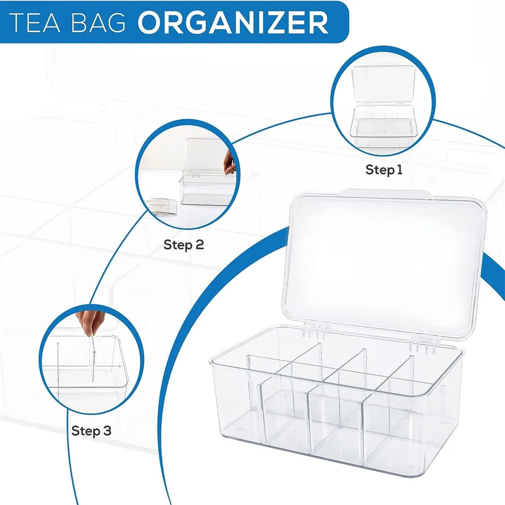 Tea Bag Storage Box Office Multi-function Storage Box Acrylic Seal with Lid Dustproof Storage Tank Coffee Sugar Compartment Box Oasis Select