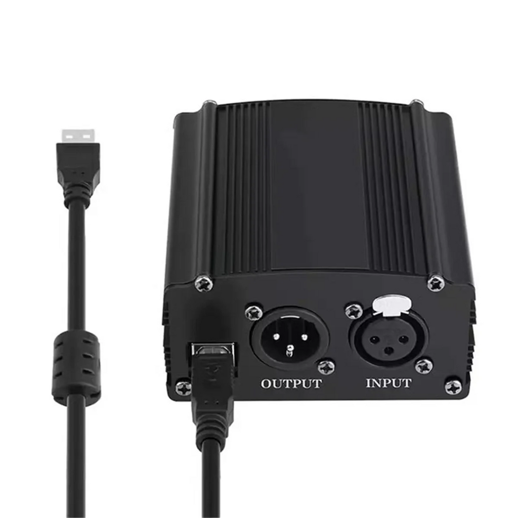 1-Channel 48V Phantom Power Supply with XLR 3 Pin Microphone Cable for Condenser Microphone Music Recording Equipment Oasis Select