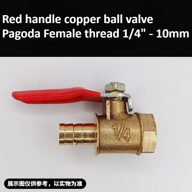 Brass Pagoda Ball Valve 1/2/3/4 Point Female and Male Threads 6/8/10/12mm Water, Oil, Gas, Fuel Pipe Accessories Oasis Select 1l4 Female - 10mm Pagoda