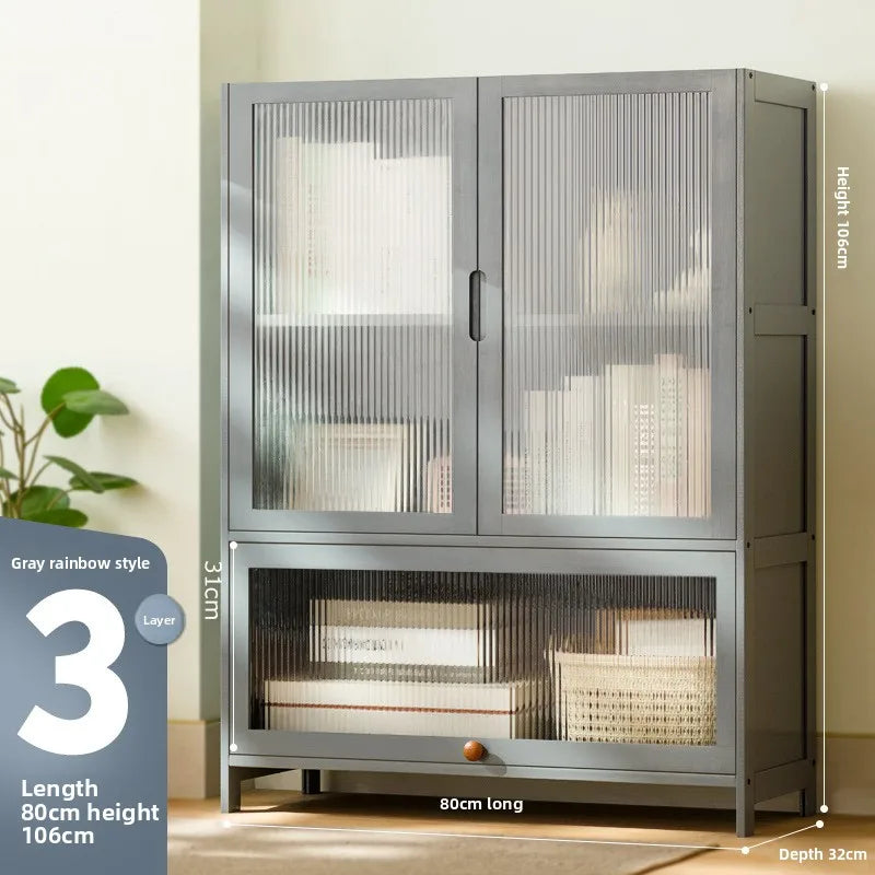 Bookshelf Shelf Floor-to-ceiling bookcase Reading shelf Children's home living room Multi-layer storage Simple storage cabinet Oasis Select Grey Changhong 3-80