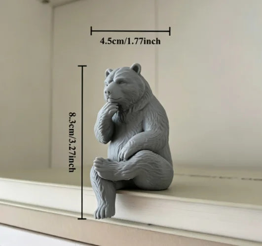 Thinking Bear Edge Sitter Figurine 3D Printed Shelf Table sitting posture Border Decor Bear Mini Home Office Desk Ornament gifts Oasis Select Thinking Bear 7