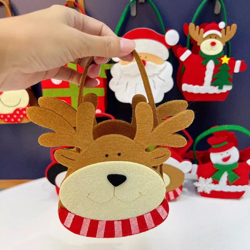 1-10PCS Christmas Felt Candy Bags Apple Pouch Santa Sack Gift Packaging for Kids Holiday Party Xmas Tree Decoration Supplies Oasis Select