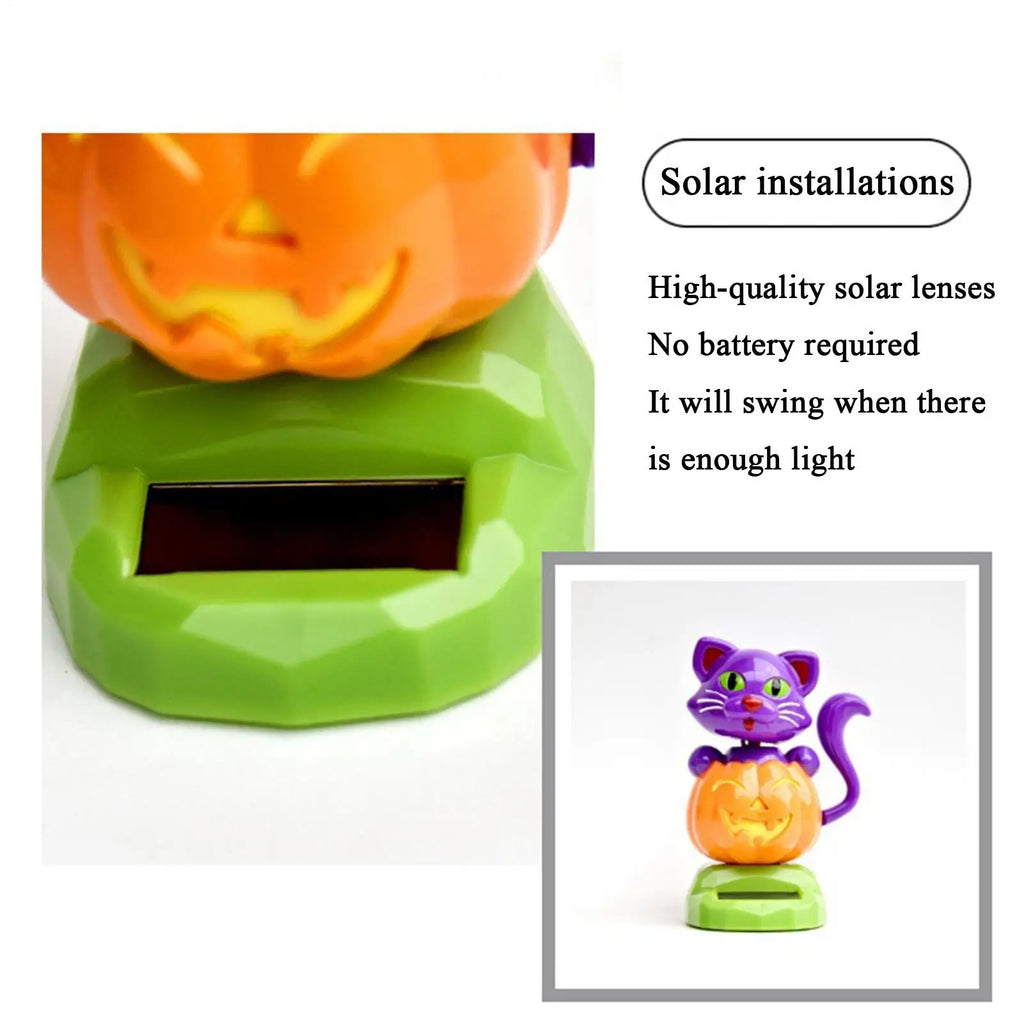 Solar Dancing Dolls Solar Powered Shaking Head Dancing Pumpkin Cat Car Ornament Automotive Interior Decoration Statue for Car Oasis Select