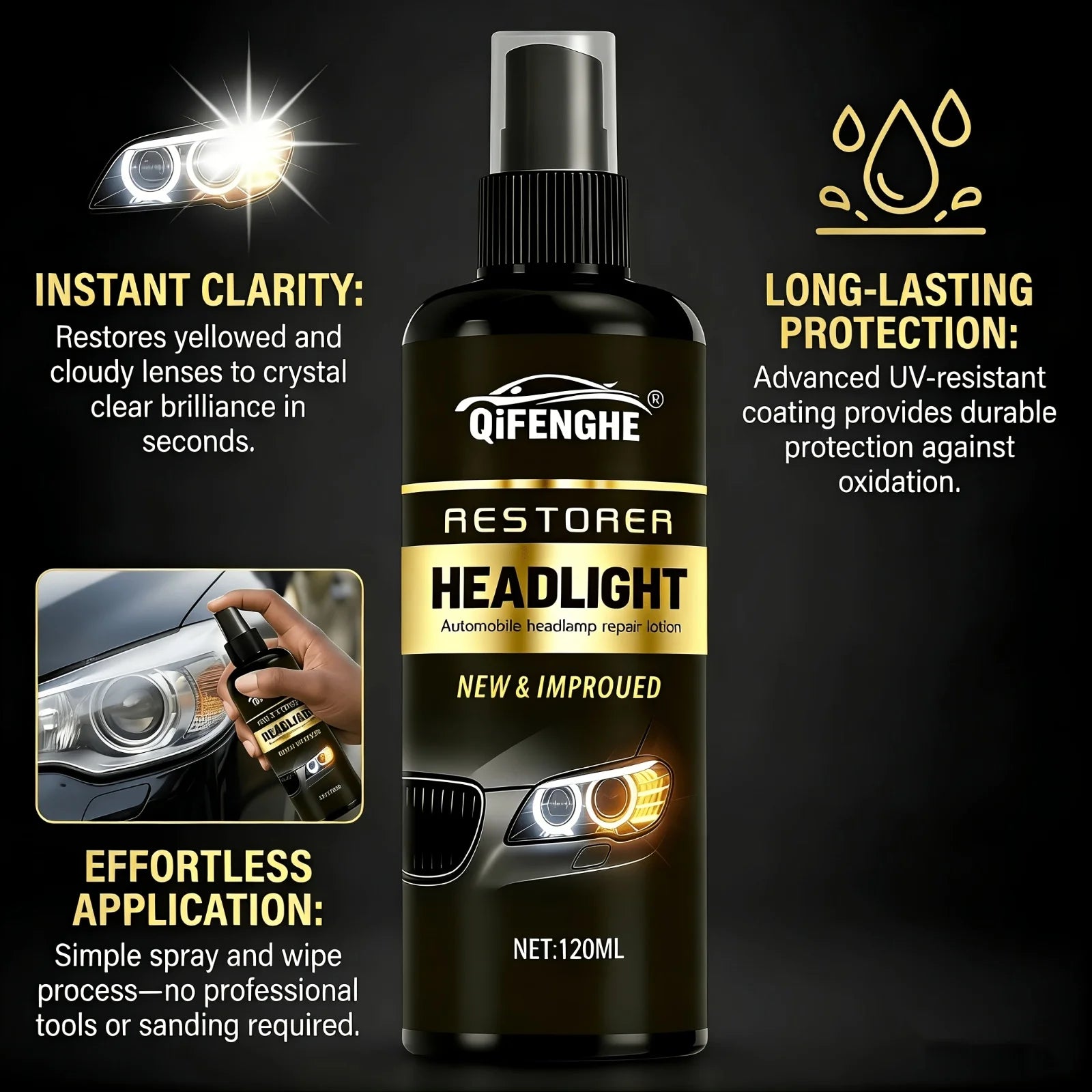Car Headlight Restore Spray – Ceramic Coating & Cleaner 4.06oz Headlight Restore Spray Oasis Select