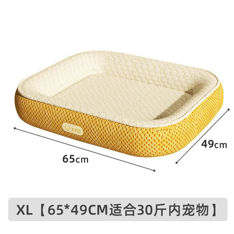 Ice Bean Cooling Dog Bed - Summer Cool Pet Mat for Cats & Dogs, 4 - Season Universal, Car & Home Use Oasis Select XL Yellow