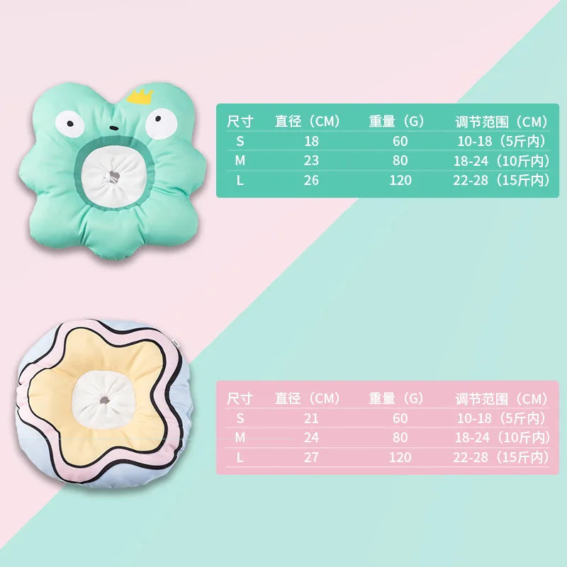 Cartoon Elizabeth Ring Cat Anti-licking Pet Cotton Neck Ring Cat Scarf Waterproof Sterilization Collar Dog Head Cover Oasis Select flower M 18-24cm