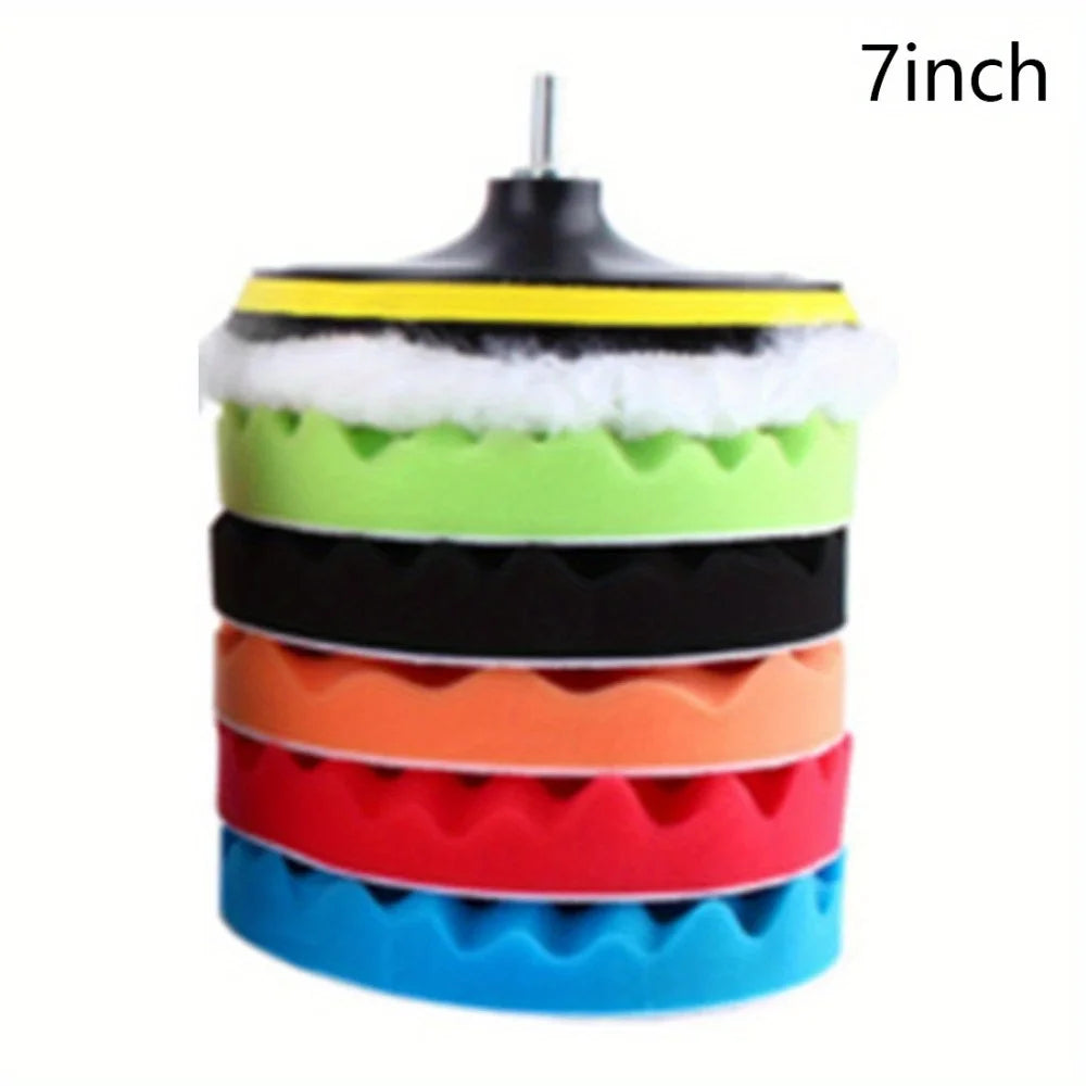 3/5/7inch CarPolishing Disc 8Pcs/Set Self-Adhesive Buffing Waxing Sponge Wool Wheel Polishing Pad For Car Polisher Drill Adapter Oasis Select