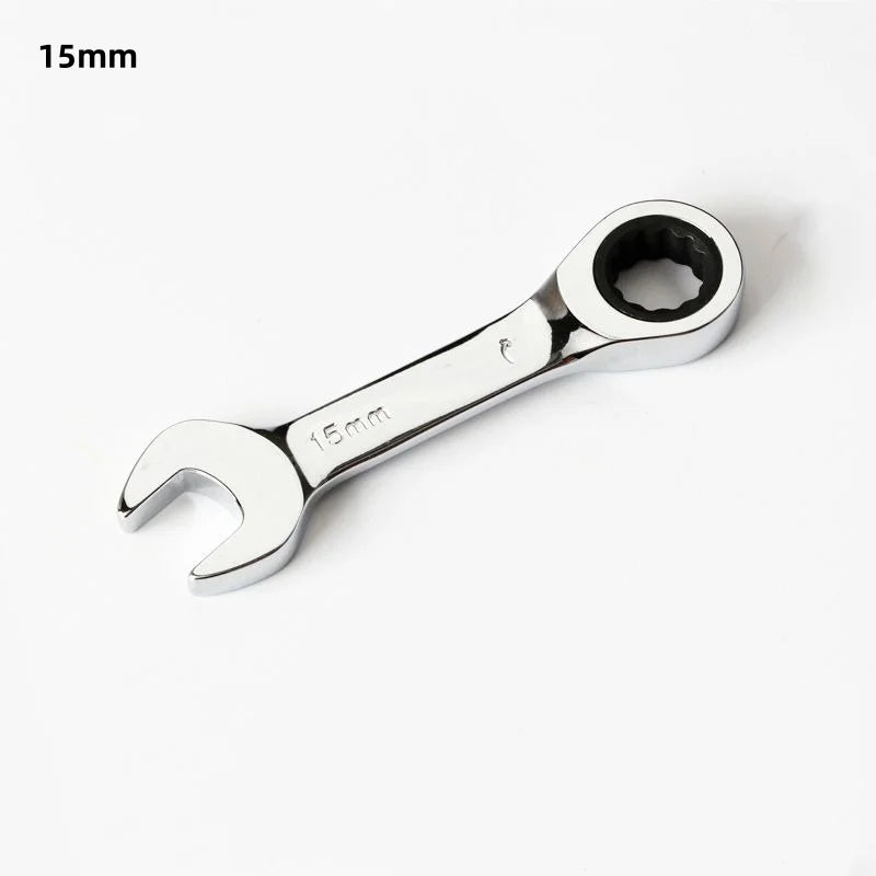 1Pcs 6-19mm 72 Tooth Short Handle Ratchet Socket Wrench CRV Quick Open Reversible Combination Stubby Spanner Auto Repair Tools Oasis Select 15mm