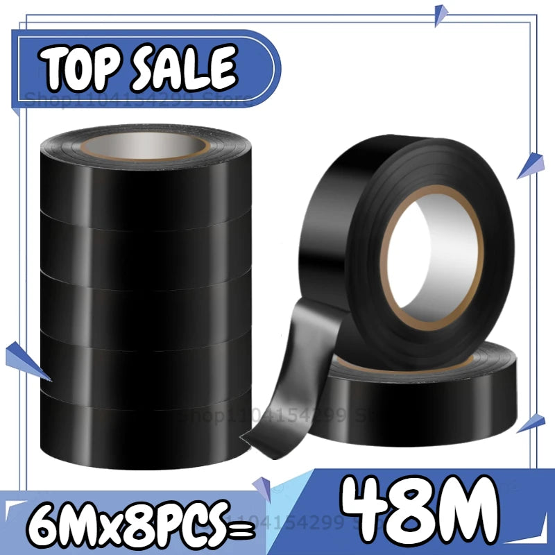 Electrical Insulating Tape Black Electrical Tapes Flame Retardant Strong Adhesive Wire Harness Tape for Electrical Wiring Tape Oasis Select 48M(8roll)