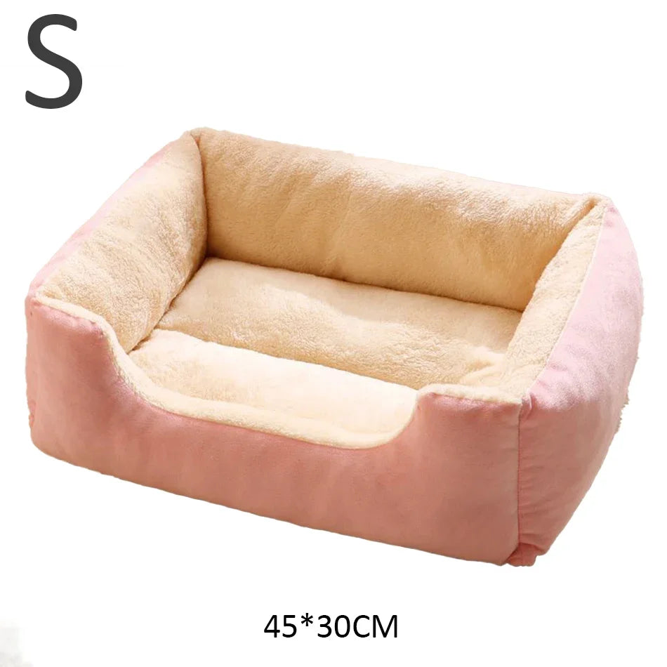 Color Square Winter Soft Warm House for Dog Bed for Dog Mat Waterproof Cat Bed Pet Bed for Large Medium Small Dog House Oasis Select Pink-S