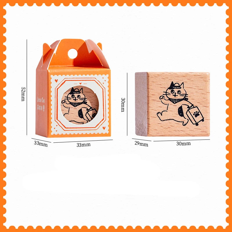 Wooden Rubber Stamps Animals Cat Patterns Stamps Set For DIY Craft Card Scrapbooking Supplies Photo Album Diary Decor Oasis Select Style F
