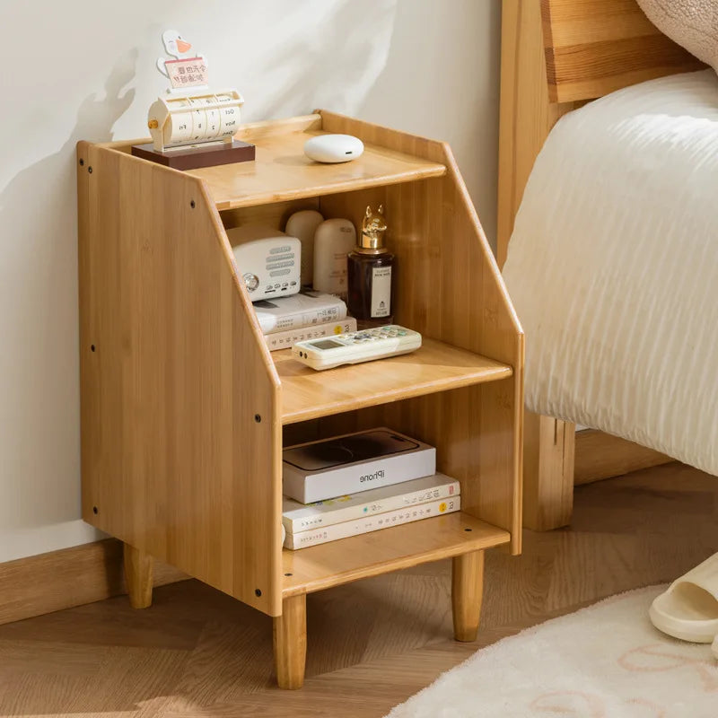 Medieval solid wood bedside table Simple modern bedside bedroom Mini new Chinese log Small storage locker Oasis Select
