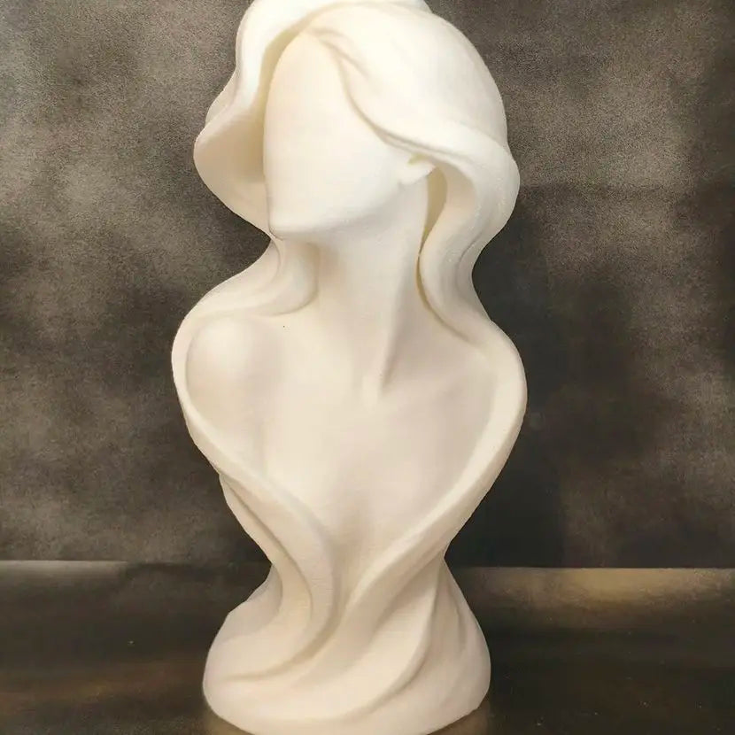 Elegant Wavy Hair Female Bust Statue Jewelry Holders Desk Ornaments Minimalist Necklace Display Mannequin Home Decorations Gifts Oasis Select Dark Green 15cm