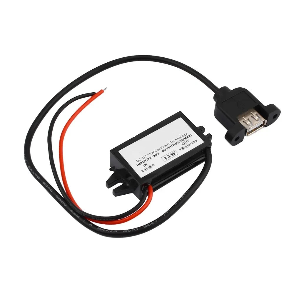 Car Power Converter DC-DC12V 24V to 5V 3A 15W Step Down Module Power Adapter USB-A Female/open Wire Connector/Type-C/dual USB Oasis Select Single USB A Port 12V24V 5V3A