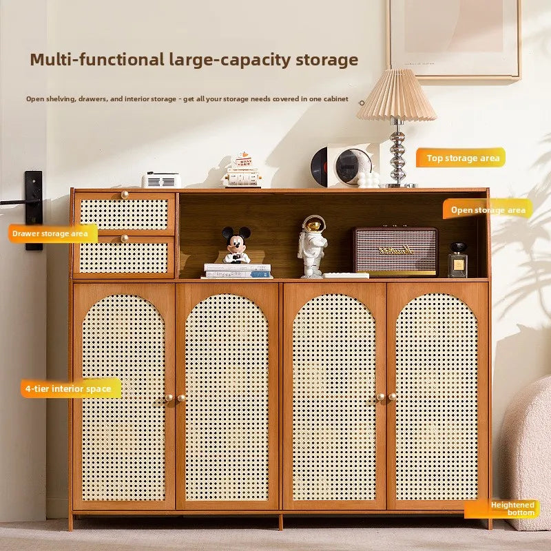 Solid wood shoe cabinet grid reticulated breathable household entrance entrance door door shoe cabinet storage entrance cabinet Oasis Select