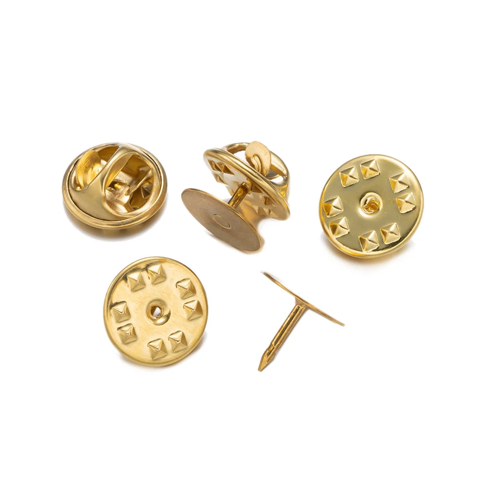 50Sets Blank Scatter Butterfly Clutch Pin Holder Enamel Locking Backs Tie Tacks Jewelry Pin Backings Clasp for Brooch Lapel Hat Oasis Select Original Brass 10mm Pin Base