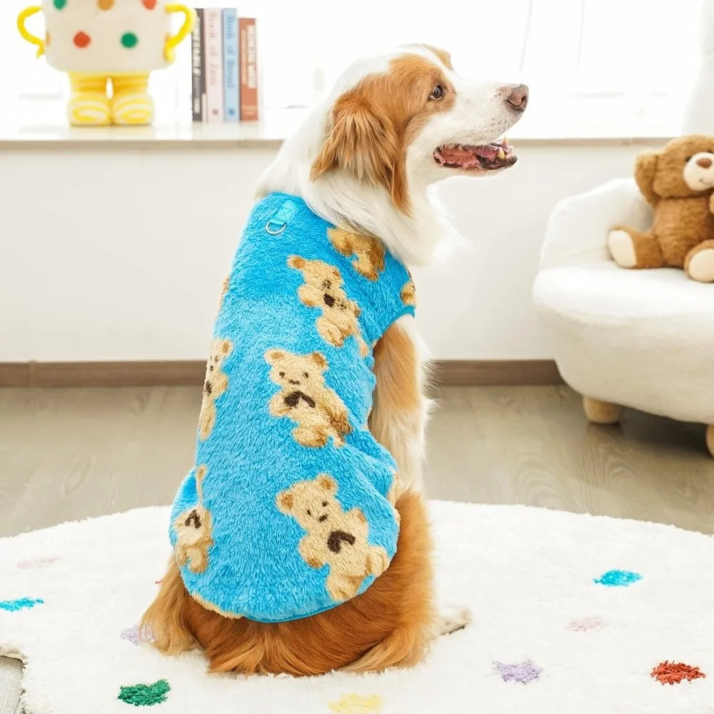 Winter Fleece Dog Vest Sweater – Bear Pattern Sizes 3XL–9XL