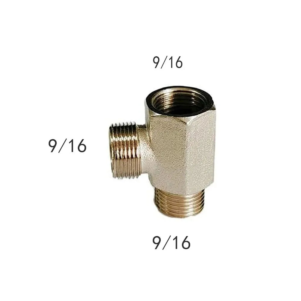 Brass T Valve Adapter Connector 3/8' 1/2' 9/16' 15/16' Durable Kitchen Sink Splitter Diverter Valve Oasis Select 9-16